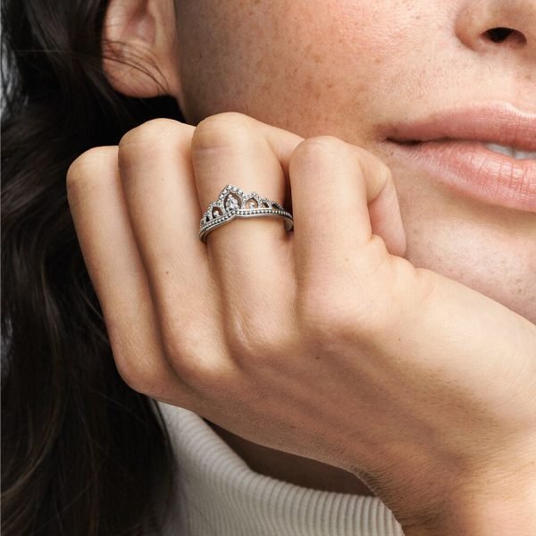 New Hot Original Women's Love Heart Whirlpool Crown Double Ring Logo Ring Suitable for Girlfriend Holiday Jewelry Gift - 图片 3