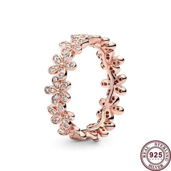 New Women's Sparkling Flower Pink Daisy Logo Crown Ring For Girlfriend and Family Holiday Gifts Fashion Jewelry - 图片 6