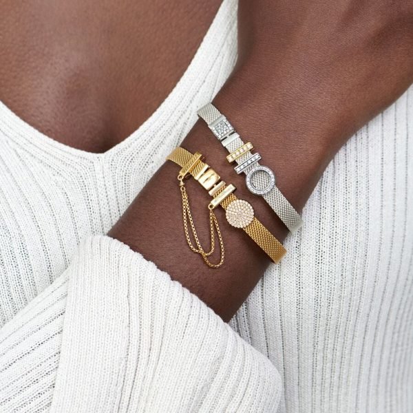 New S925 Sterling Silver Reflexions Multi Circle Snake Shaped Sparkling Chain Buckle Women's Gift Bracelet DIY Jewelry - 图片 2
