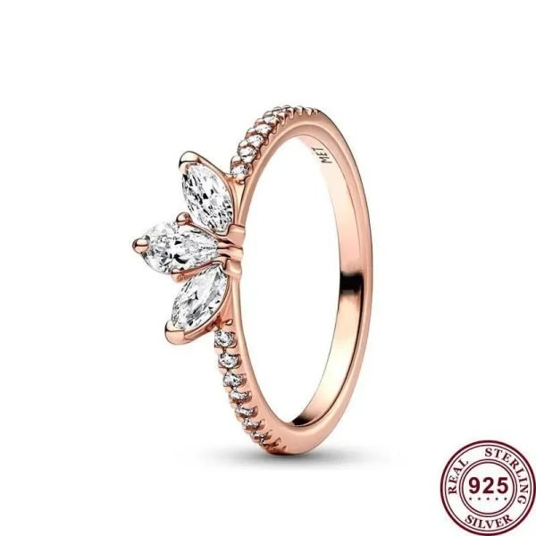 New Eternal Sparkling Petals Women's Wishing Bone Crown Logo Ring For Girlfriend and Family Holiday Gifts Fashion Jewelry - 图片 4