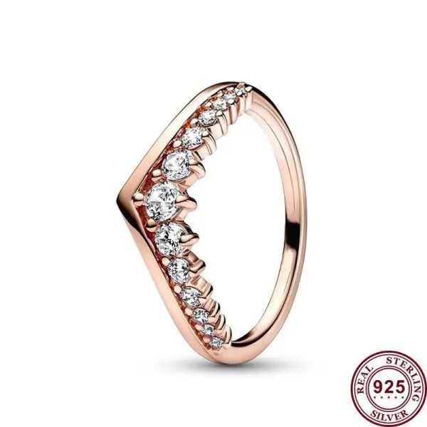 New Eternal Sparkling Petals Women's Wishing Bone Crown Logo Ring For Girlfriend and Family Holiday Gifts Fashion Jewelry - 图片 6
