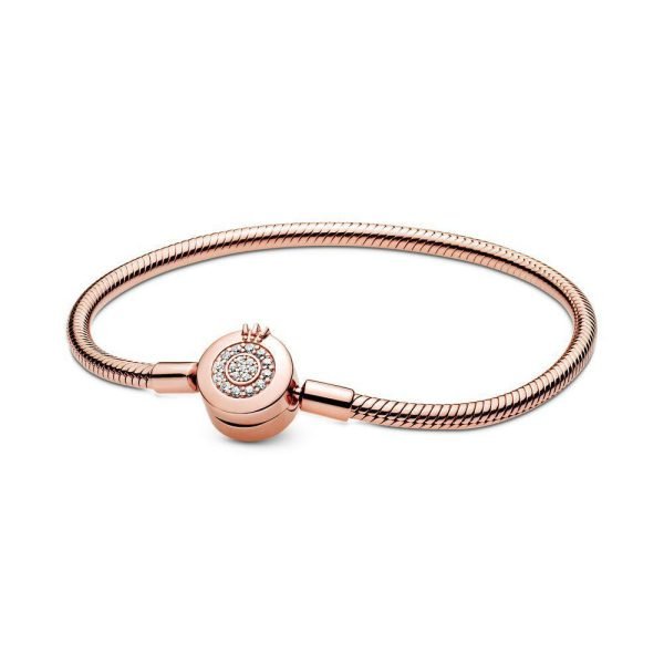New S925 Sterling Silver Sparkling Crown Letter O-shaped Snake Bone Chain Bracelet Suitable For Women's DIY Jewelry Gifts - 图片 5