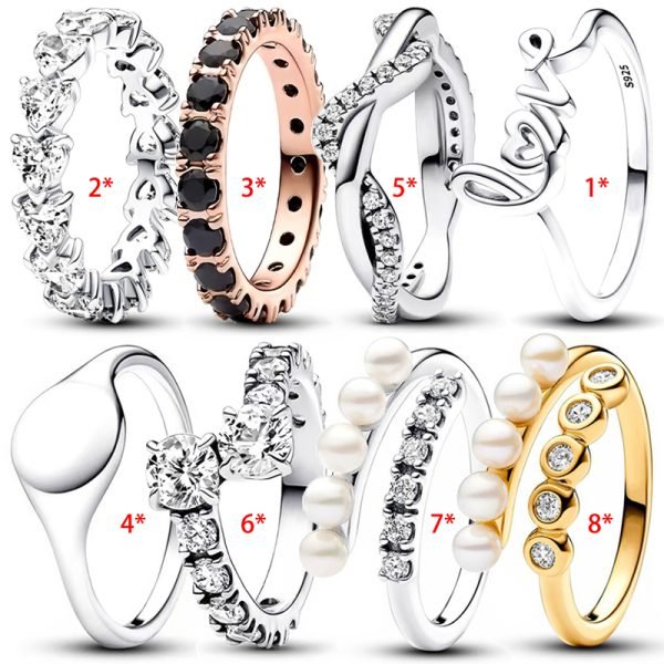 New Sparkling Eternal Love Heart Wave Women's Interwoven Logo Ring Suitable for Holiday Gifts Fashion Jewelry Gifts