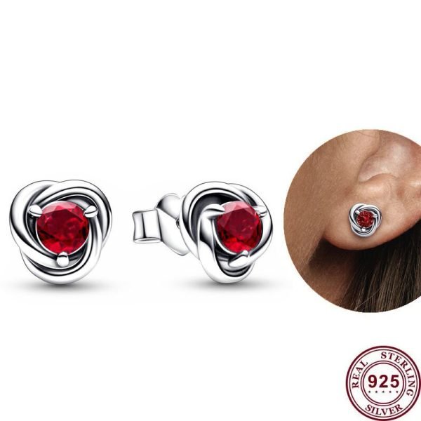 New Fashionable Eternal Ring Birthday Stone Women's Original Logo Love Heart Earrings For Girlfriend and Family Holiday Gifts Jewelry - 图片 6