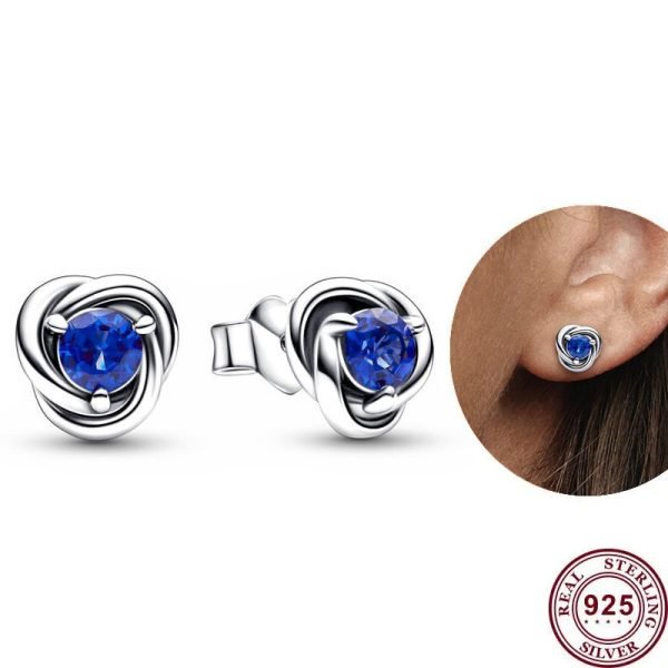 New Fashionable Eternal Ring Birthday Stone Women's Original Logo Love Heart Earrings For Girlfriend and Family Holiday Gifts Jewelry - 图片 4