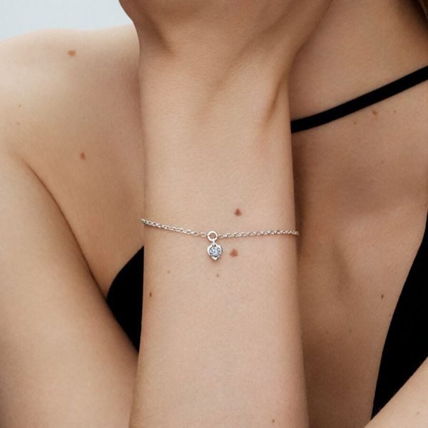 New S925 sterling silver Adjustable Sparkling Zircon Bracelet Ladies DIY Jewelry - 图片 2