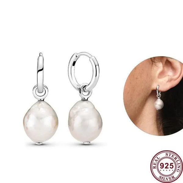 Original Women's Sparkling Crimson Snowflake Logo Pearl Butterfly Earrings Suitable for Girlfriends and Family Holiday Gifts Jewelry - 图片 6