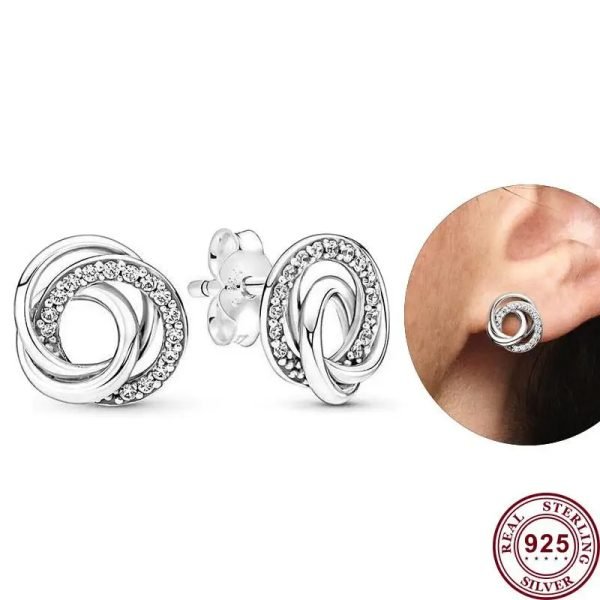 New Sparkling Ring Eternal Love Heart Ladies Original Logo Star Earrings For Girlfriend and Family Holiday Gifts Jewelry - 图片 6