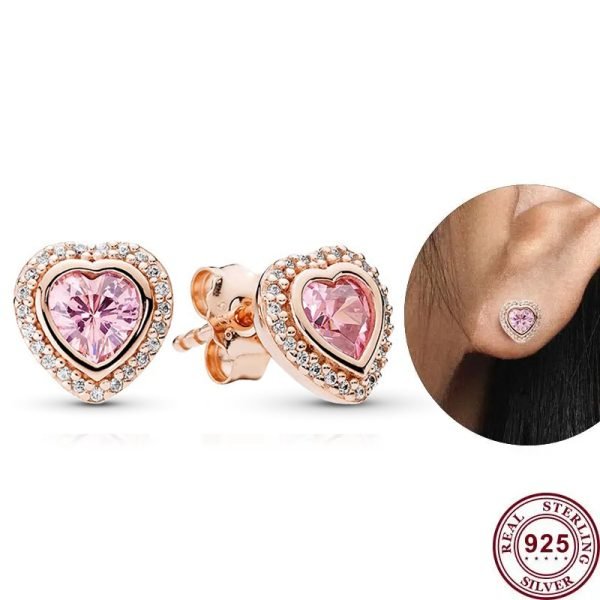 New Sparkling Eternal Love Heart Ladies Original Logo Heart shaped Earrings For Girlfriend and Family Holiday Gifts Jewelry - 图片 6