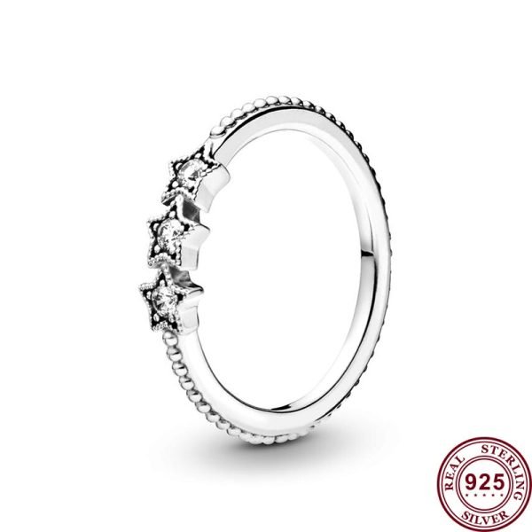 New Sparkling Star Women's Original Logo Hollow Heart Ring For Girlfriend and Family Holiday Fashion Jewelry Gift - 图片 2