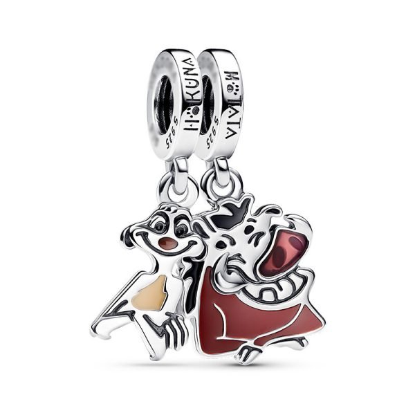 New S925 Sterling Silver Disney The Lion King Timon & Pumbaa Splittable Dangle Charm Ladies DIY Jewelry - 图片 5