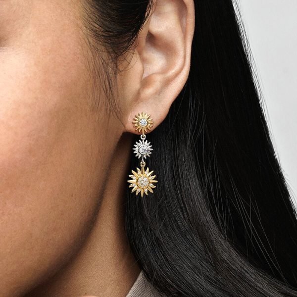 Original Women's Sparkling Sun Moon Daisy Logo Pearl Candy Earrings Suitable for Girlfriends and Family Holiday Gifts Jewelry - 图片 7