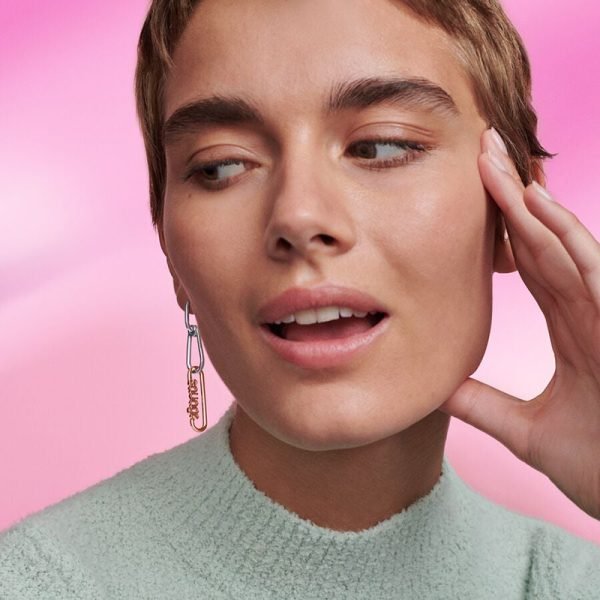 Original Women's Sparkling Wave Love Heart Logo ME Chain Earrings Suitable for Girlfriends and Family Holiday Gifts Jewelry - 图片 5