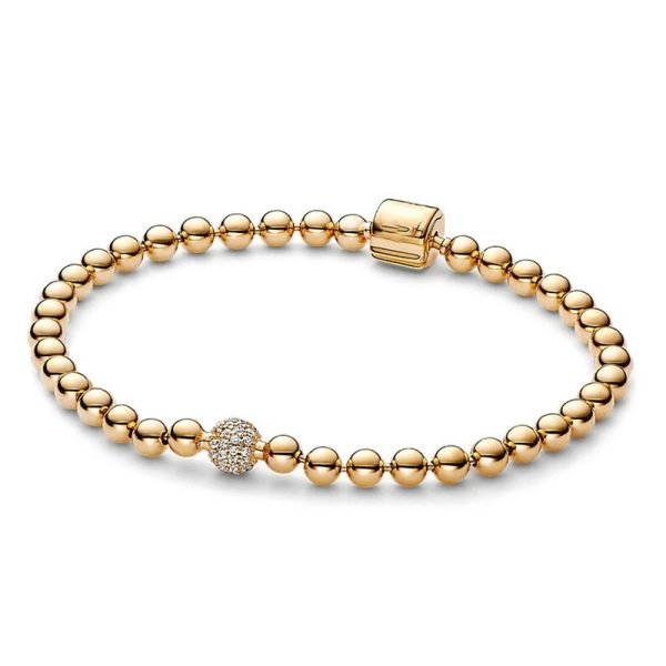 New S925 Sterling Silver Bead&Pav é inlaid Bracelet, Creative And Luxurious, Versatile Women's DIY Jewelry - 图片 3