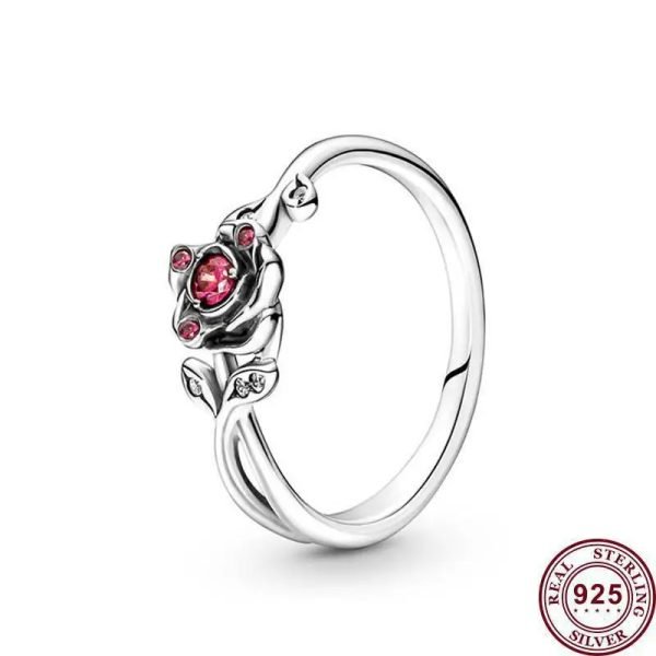 New Sparkling Star Love Wishing Bone Women's Original Logo Rose Crown Ring For Girlfriend and Family Holiday Fashion Jewelry Gift - 图片 2