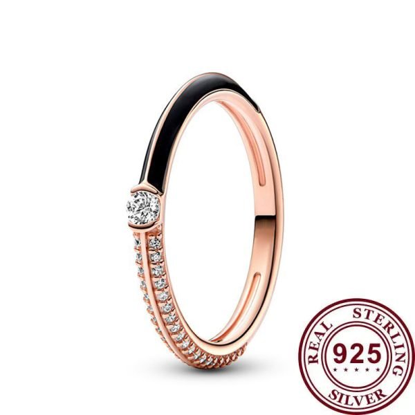 Sparkling Double Row Pav é Inlay Original Logo ME Dropped Rubber Ring For Girlfriend, Family, Holiday Fashion Jewelry Gifts - 图片 2