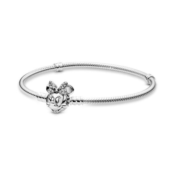 New S925 Sterling Silver Classic Mickey Minnie Buckle Snake Bone Women's Gift Bracelet DIY Jewelry - 图片 5