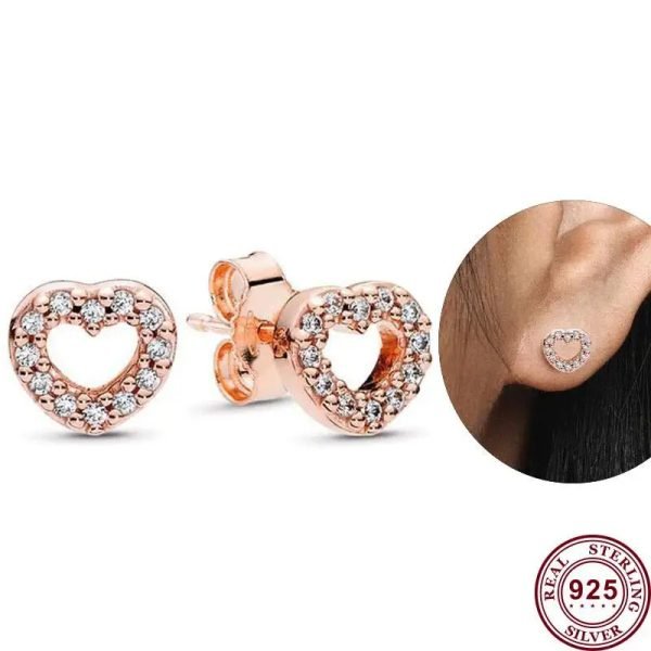 New Sparkling Eternal Love Heart Ladies Original Logo Heart shaped Earrings For Girlfriend and Family Holiday Gifts Jewelry - 图片 2