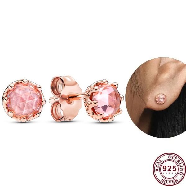 New Fashionable Women's Sparkling Eternal O-shaped Original Logo Crown Earrings For Girlfriend and Family Holiday Gifts Jewelry - 图片 2