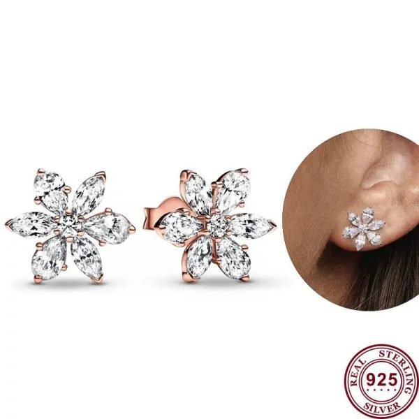 Original Women's Sparkling Crimson Snowflake Logo Pearl Butterfly Earrings Suitable for Girlfriends and Family Holiday Gifts Jewelry - 图片 2