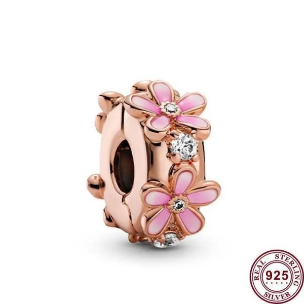 Creative Sparkling Aperture Daisy Women's Original Logo Eternal Heart Charm Fixed Clip For Girlfriend and Family Holiday Gift Bracelet Jewelry - 图片 2