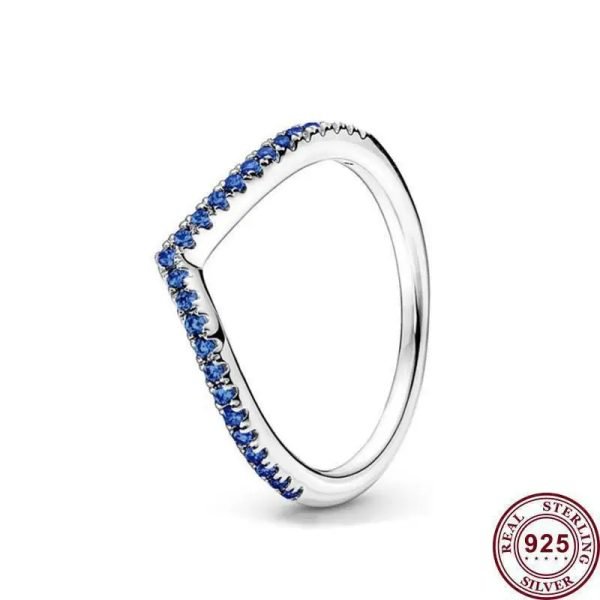 New Sparkling V-shaped Wishing Bone Wishing Women's Original Logo Crown Ring For Girlfriend and Family Holiday Fashion Jewelry Gift - 图片 2