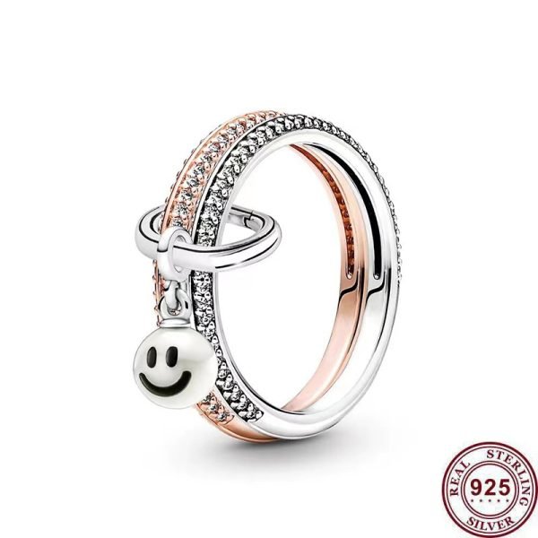 New Sparkling Star Love Lady Original Logo ME Combination Ring For Girlfriend and Family Holiday Fashion Jewelry Gift - 图片 3