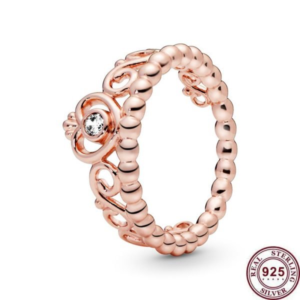Sparkling V-shaped Inlaid Wishbone Original Logo Crown Princess Crown Ring For Girlfriend and Family Holiday Fashion Jewelry Gift - 图片 4