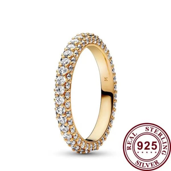 Sparkling Double Row Pav é Inlay Original Logo ME Dropped Rubber Ring For Girlfriend, Family, Holiday Fashion Jewelry Gifts - 图片 4
