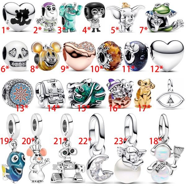 New S925 Sterling Silver Disney 100th Anniversary Dumbo Lab-grown Diamond Charm Ladies DIY Jewelry