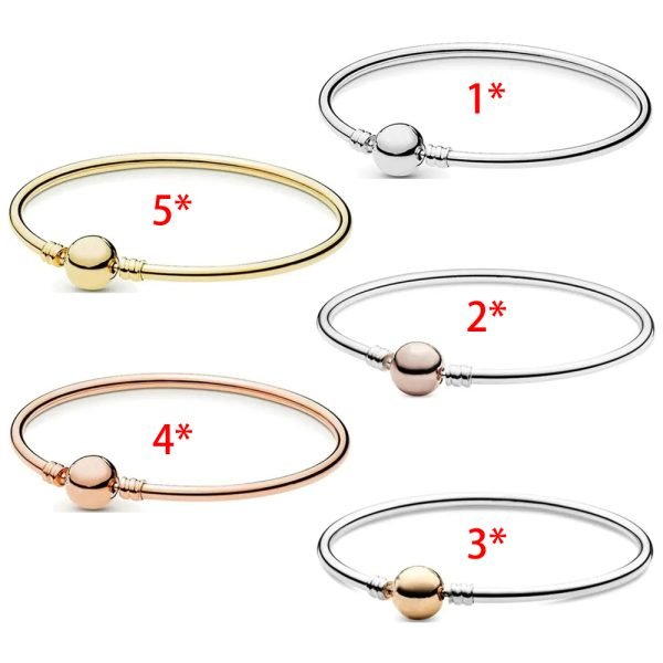 New S925 Sterling Silver Moments Classic Round Buckle Women's Gift Bracelet DIY Jewelry