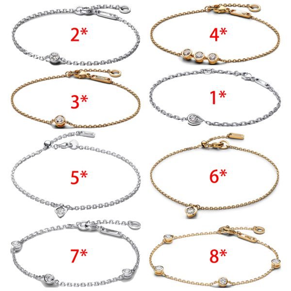 New S925 sterling silver Adjustable Sparkling Zircon Bracelet Ladies DIY Jewelry