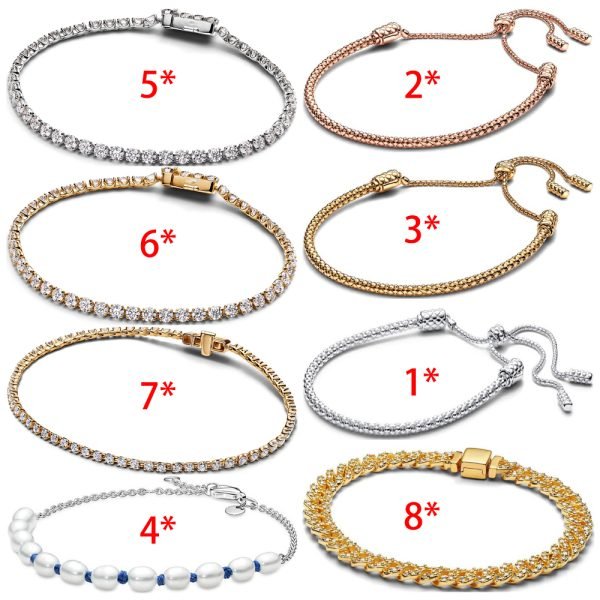 New S925 sterling silver golden Pavé Cuban Chain Ladies' gifts Bracelet DIY Jewelry