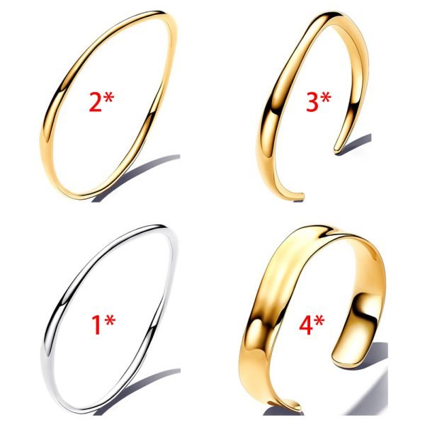 New S925 Sterling Silver Organically Shaped Broad Open Bangle Ladies DIY Jewelry