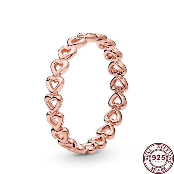 Creative Sparkling Hand drawn Heart Connected Ladies Original Love Heart Logo Word T Ring For Girlfriend Family Holiday Fashion Jewelry Gift - 图片 6