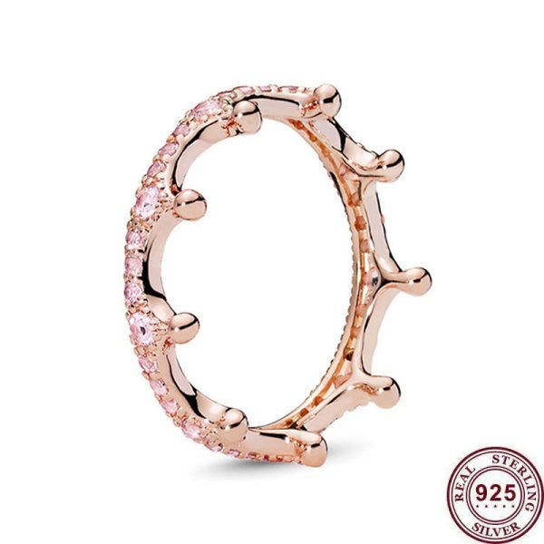 Creative Sparkling Hand drawn Heart Shaped Original Logo Crown Stacked Ring For Girlfriend and Family Holiday Fashion Jewelry Gift - 图片 4