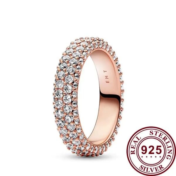 Sparkling Double Row Pav é Inlay Original Logo ME Dropped Rubber Ring For Girlfriend, Family, Holiday Fashion Jewelry Gifts - 图片 6