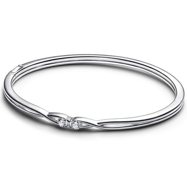 New S925 sterling silver Infinite Sterling Silver Double Facing Lab-Grown Diamond Bangle Ladies DIY Jewelry - 图片 5