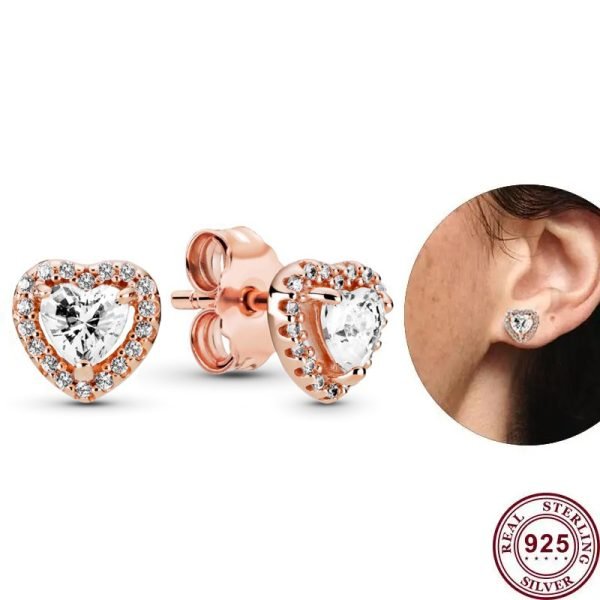 New Sparkling Eternal Love Heart Ladies Original Logo Heart shaped Earrings For Girlfriend and Family Holiday Gifts Jewelry - 图片 4