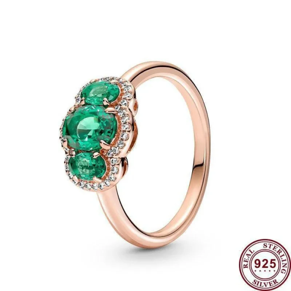 Creative Sparkling Love Heart Women's Original Logo Three Ring Spiral Ring For Girlfriend and Family Holiday Fashion Jewelry Gift - 图片 4