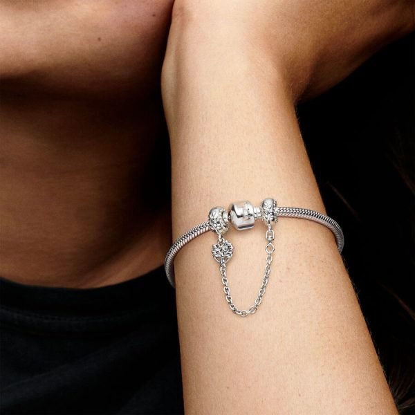 New S925 Sterling Silver Triple Blue Stone Safety Chain Ladies DIY Jewelry - 图片 4