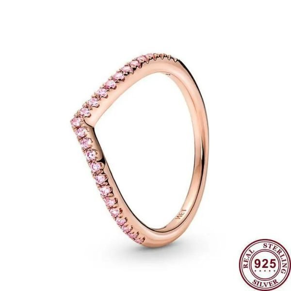 New Sparkling V-shaped Wishing Bone Wishing Women's Original Logo Crown Ring For Girlfriend and Family Holiday Fashion Jewelry Gift - 图片 6