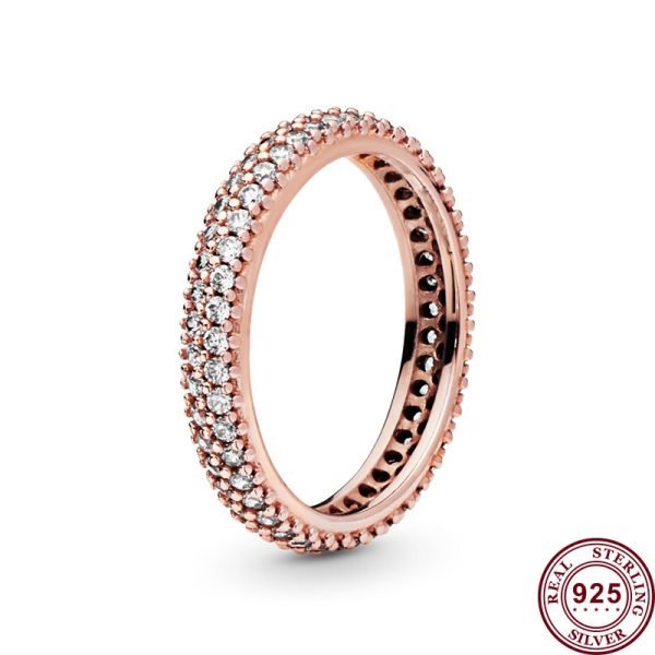 New Sparkling Star Women's Original Logo Hollow Heart Ring For Girlfriend and Family Holiday Fashion Jewelry Gift - 图片 6