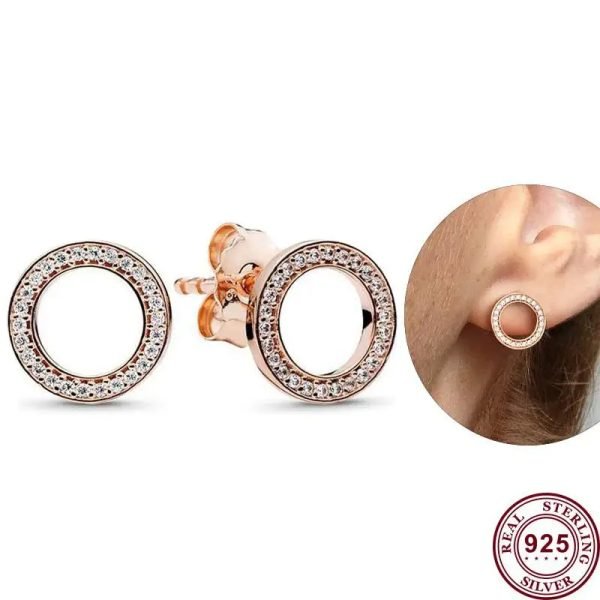 New Sparkling Ring Eternal Love Heart Ladies Original Logo Star Earrings For Girlfriend and Family Holiday Gifts Jewelry - 图片 2