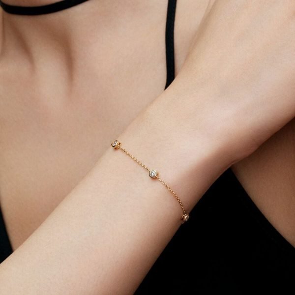New S925 sterling silver Adjustable Sparkling Zircon Bracelet Ladies DIY Jewelry - 图片 4