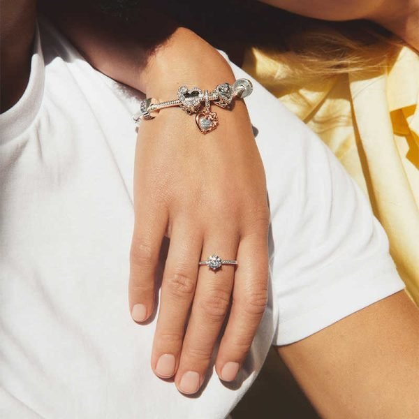 New Sparkling Star Love Wishing Bone Women's Original Logo Rose Crown Ring For Girlfriend and Family Holiday Fashion Jewelry Gift - 图片 5