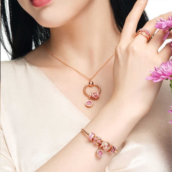 Fashion Love Heart Daisy Women's Original Logo Rose Flying Elephant Charm For Girlfriend Family Holiday Gift Bracelet Jewelry - 图片 7