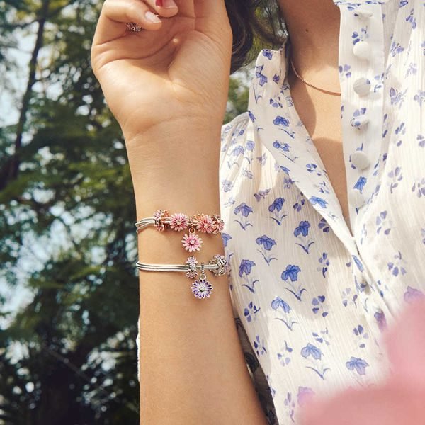 Creative Sparkling Aperture Daisy Women's Original Logo Eternal Heart Charm Fixed Clip For Girlfriend and Family Holiday Gift Bracelet Jewelry - 图片 3