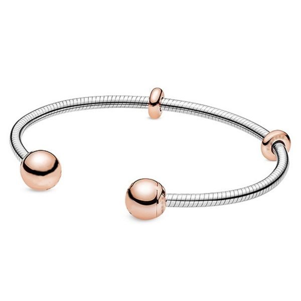 New S925 Sterling Silver Moments Open Set Zircon Women's Gift Bracelet DIY Jewelry - 图片 3