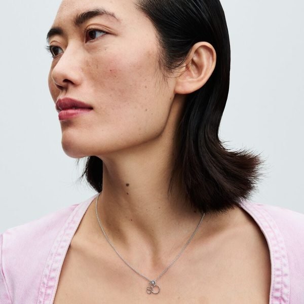 New S925 Sterling Silver Disney Minnie Mouse Silhouette Collier Necklace Ladies DIY Jewelry - 图片 4